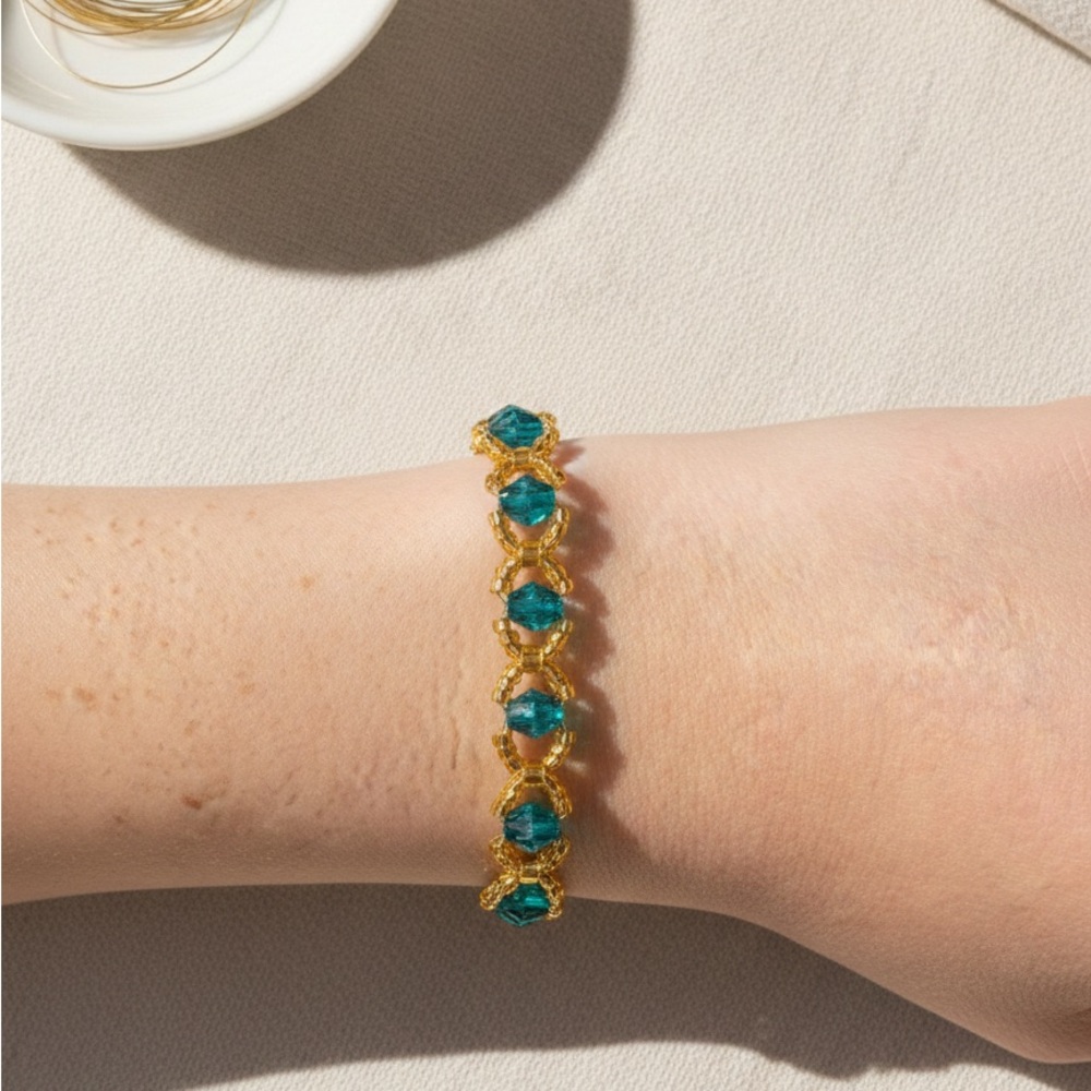 Elegant Gold and Green Bracelet